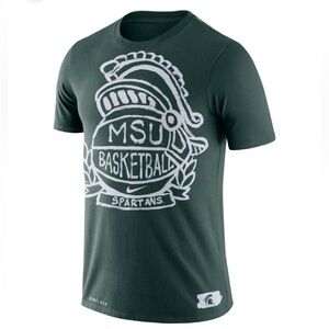 Nike Michigan State Basketball Dri-Fit Short Sleeve Tee Shirt Spartan Design